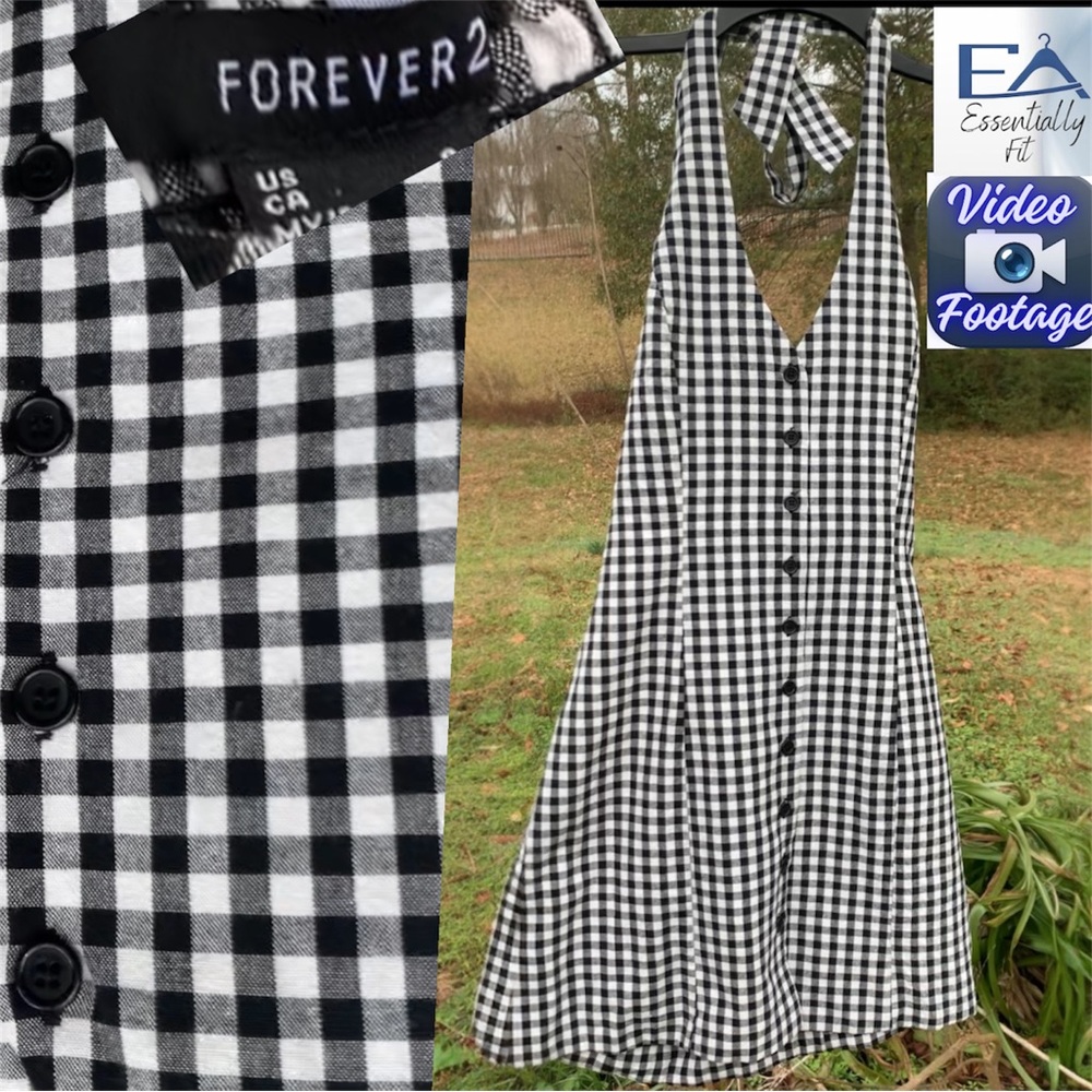 Forever 21 Gingham Halter Mini Dress | Black & White Checkered | Picnic Cottage